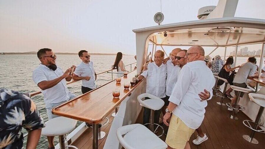 Sunset over the Bay of Cartagena on a Luxury Yacht