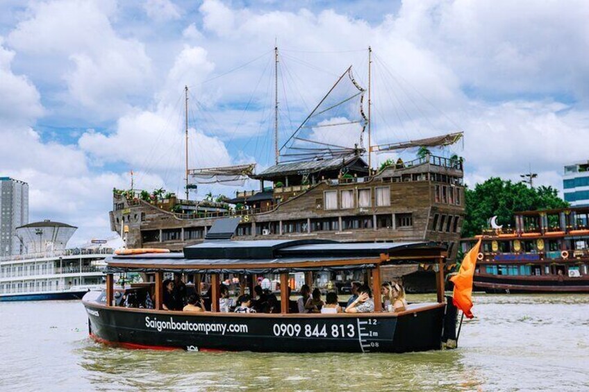 Passing by a restaurant boat