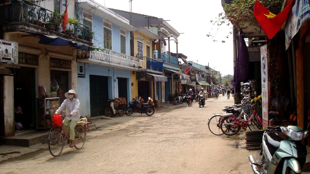 View down street of Thanh Tien village