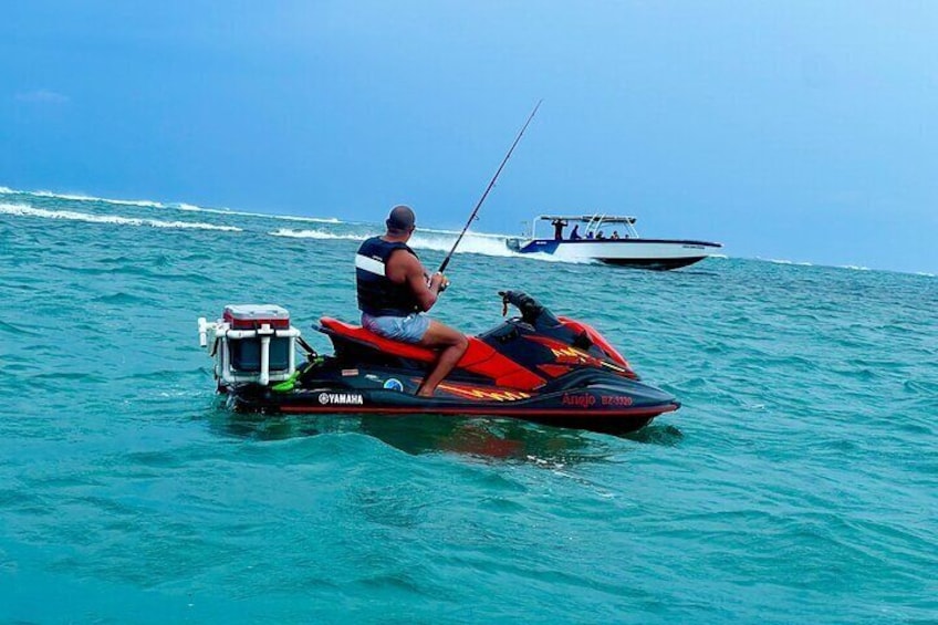 4 Jetski’s available with our cooler and fishing setup