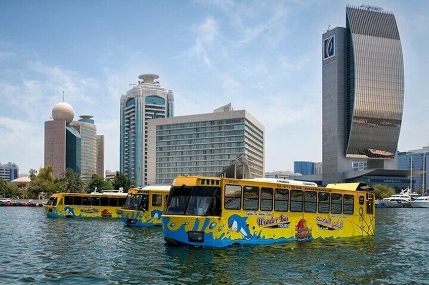 Dubai City Tour in Wonder Bus Sea and Land Adventure Guided Tour