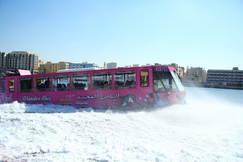 Dubai City Tour in Wonder Bus Sea and Land Adventure Guided Tour