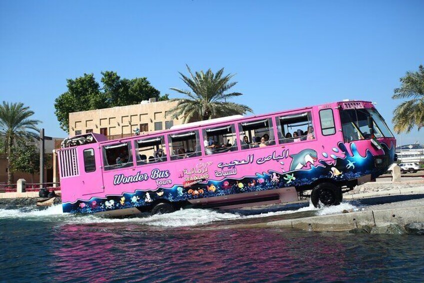 Dubai City Tour in Wonder Bus Sea and Land Adventure Guided Tour