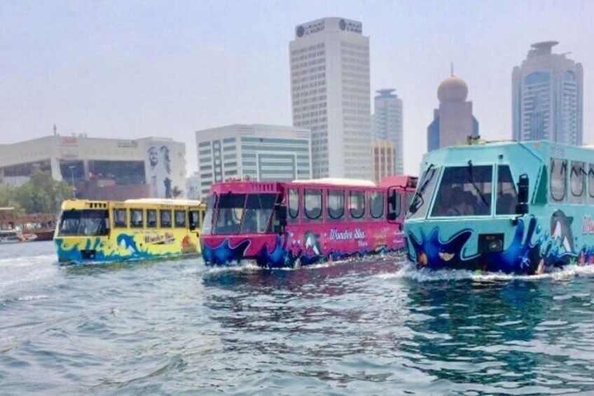 Dubai City Tour in Wonder Bus Sea and Land Adventure Guided Tour