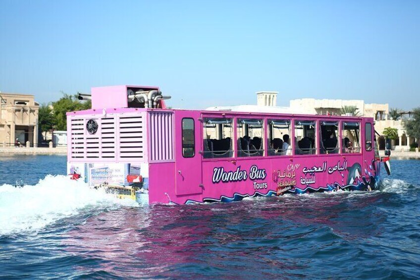 Dubai City Tour in Wonder Bus Sea and Land Adventure Guided Tour
