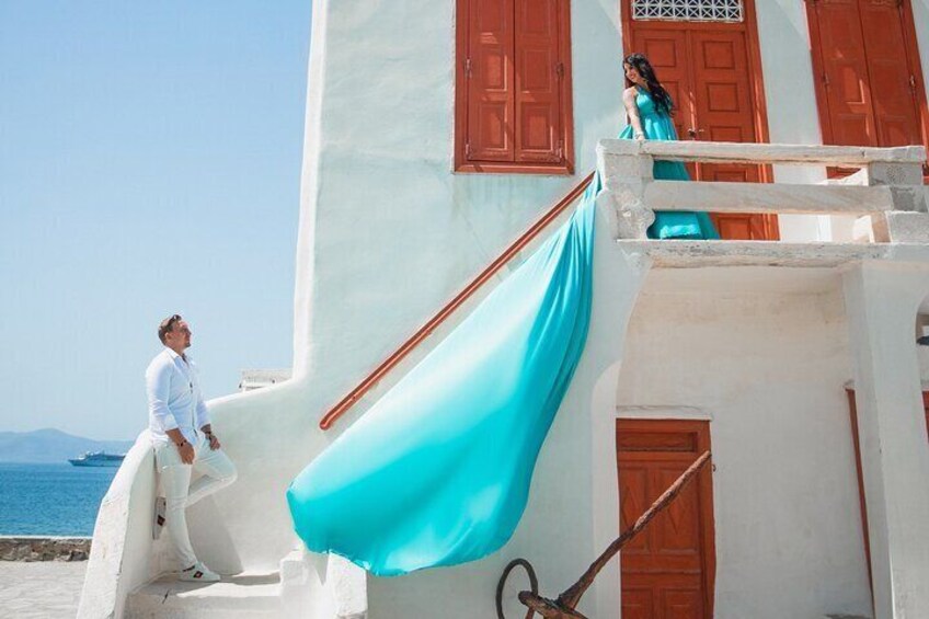 Private Flying Dress Photoshoot in Mikonos