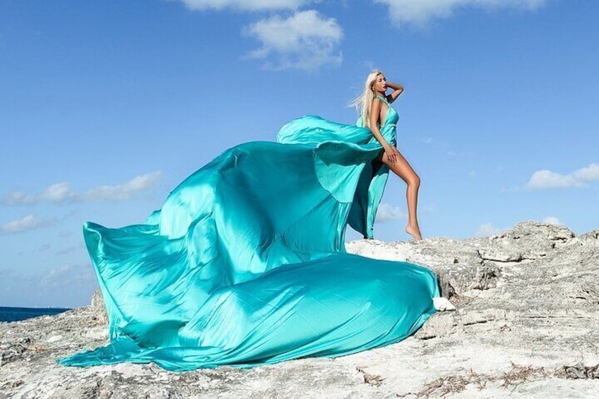 Private Flying Dress Photoshoot in Mikonos