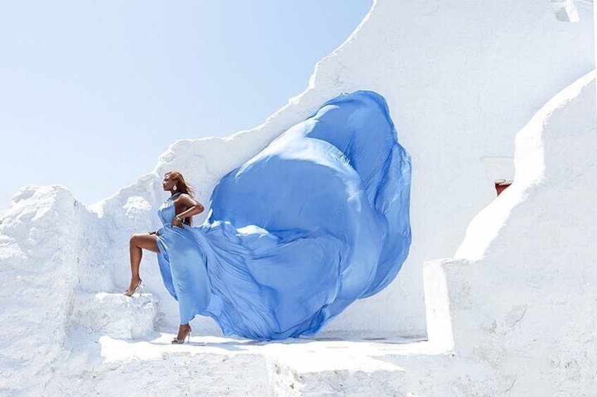Private Flying Dress Photoshoot in Mikonos