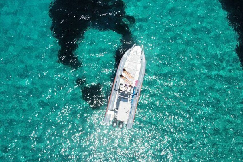 Our fast boat in Cala Comte