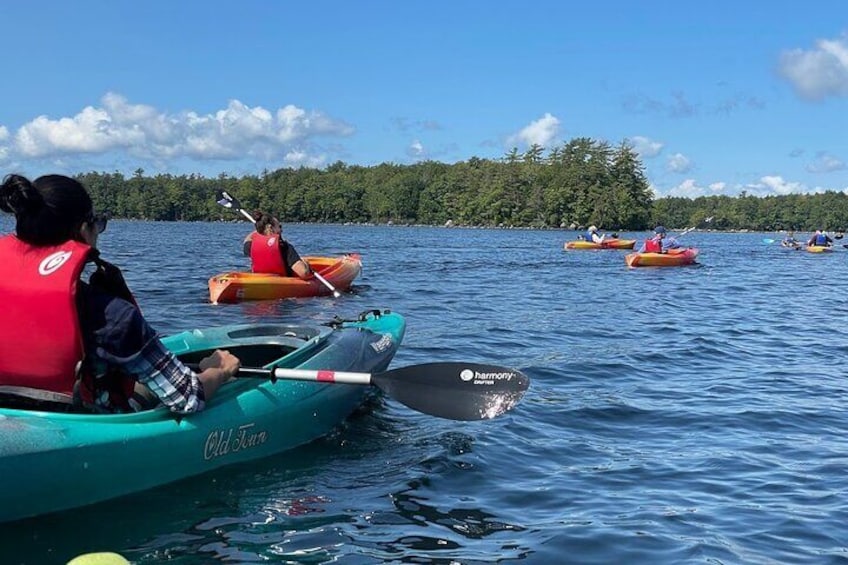 Exploring Sebago Lake by kayak