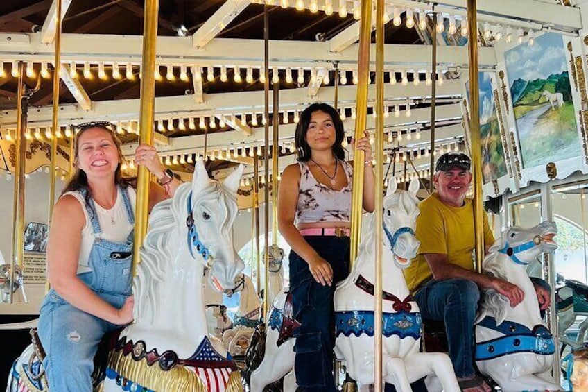 All ages love a fun ride on the historic carousel 