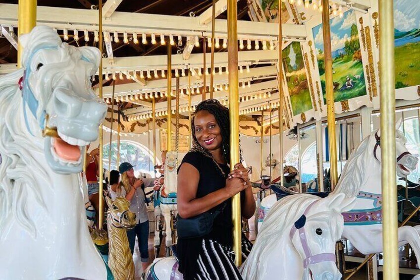 It’s always fun to be a kid again o the historic carousel ride, included in your tour!