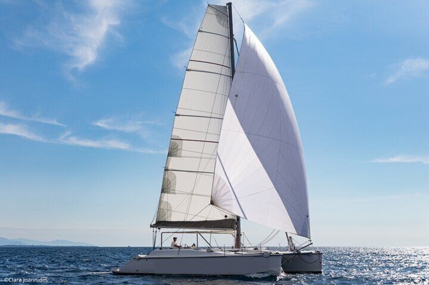 Fireworks and sunset catamaran cruise from Théoule 
