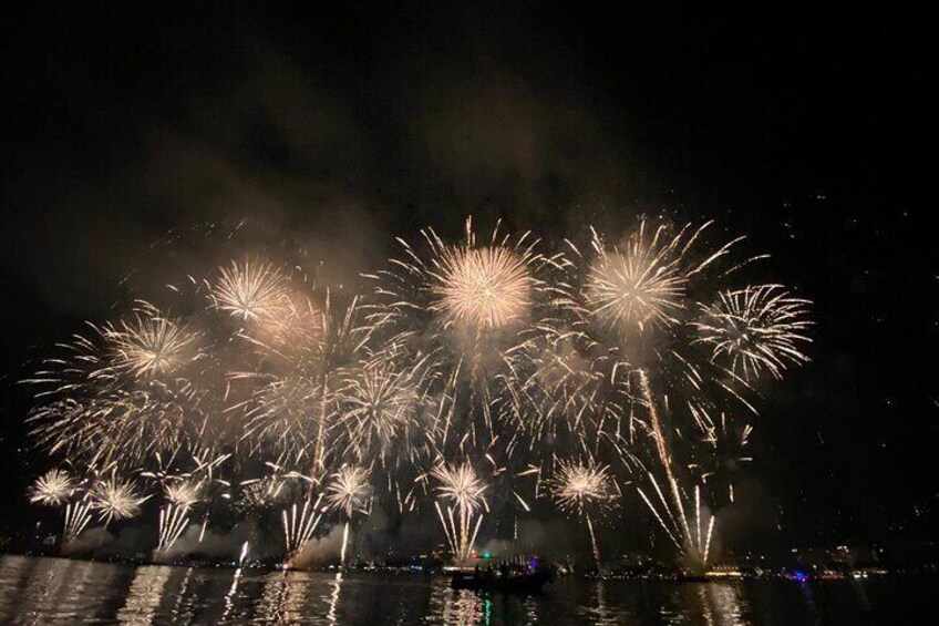 Fireworks and sunset catamaran cruise from Théoule