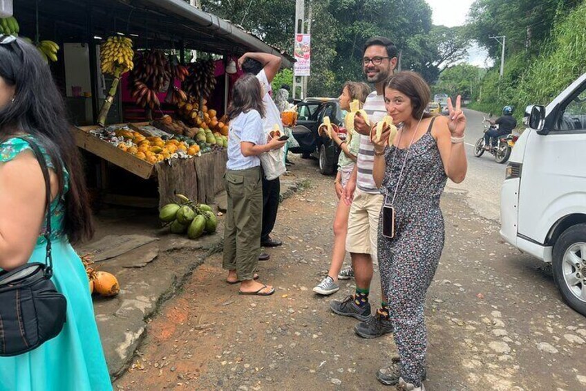 Tourists Enjoying fruits on the way 