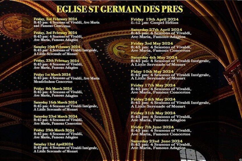 Classical Music Concert Saint Germain des Prés Church