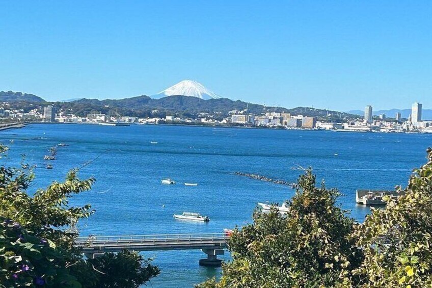 You can enjoy a beautiful Mt. Fuji while walking.