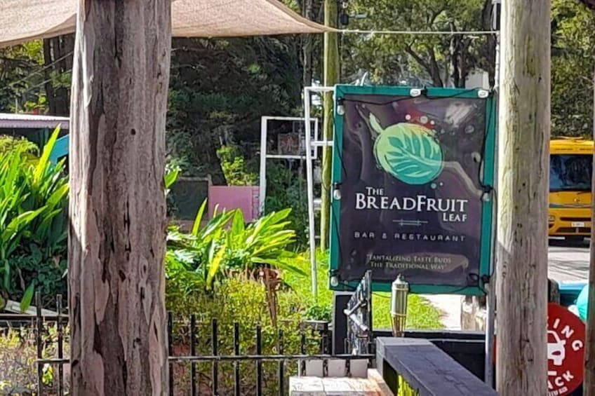 A picture of outside the Breadfruit Leaf Restaurant for some authentic Bajan cooking. 