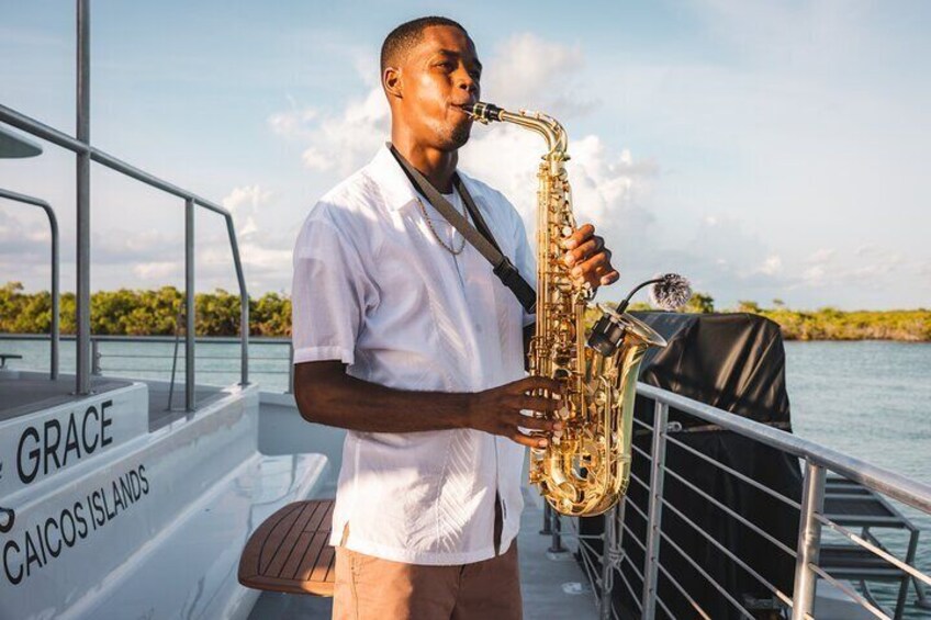 Live Saxophone Sunset Sail on Luxury Lady Grace Catamaran