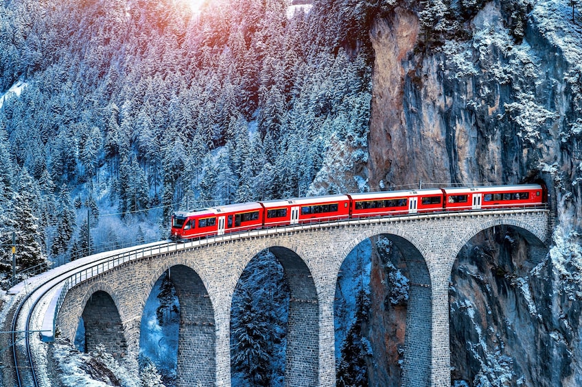 St Moritz & Swiss Alps Day Trip with Bernina Red Train from Milan