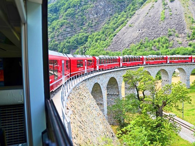 St Moritz & Swiss Alps Day Trip with Bernina Red Train from Milan