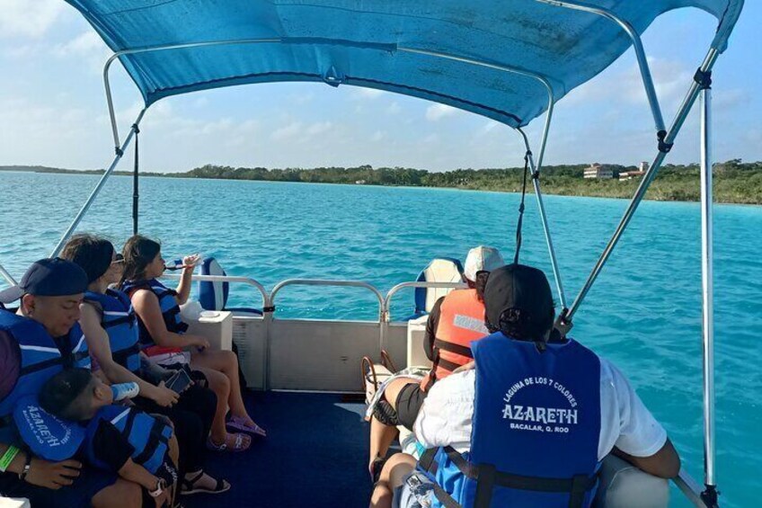 Pontoon tour of the Bacalar Lagoon