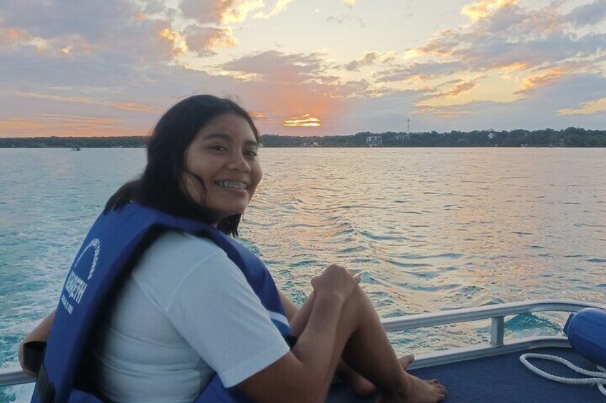 Pontoon tour of the Bacalar Lagoon