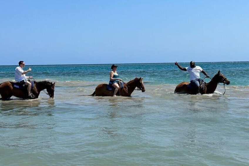 horseback riding in the water.