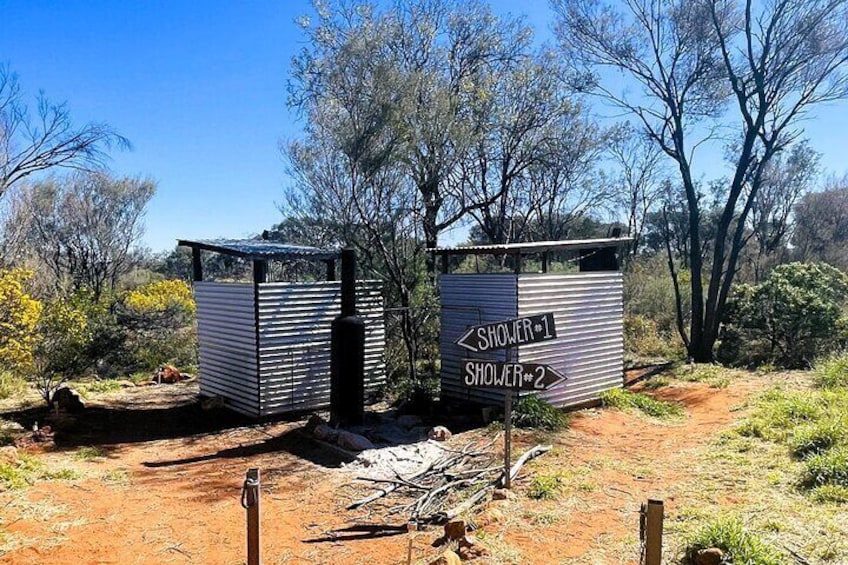 Outback hot shower units powered by donkey boiler systems