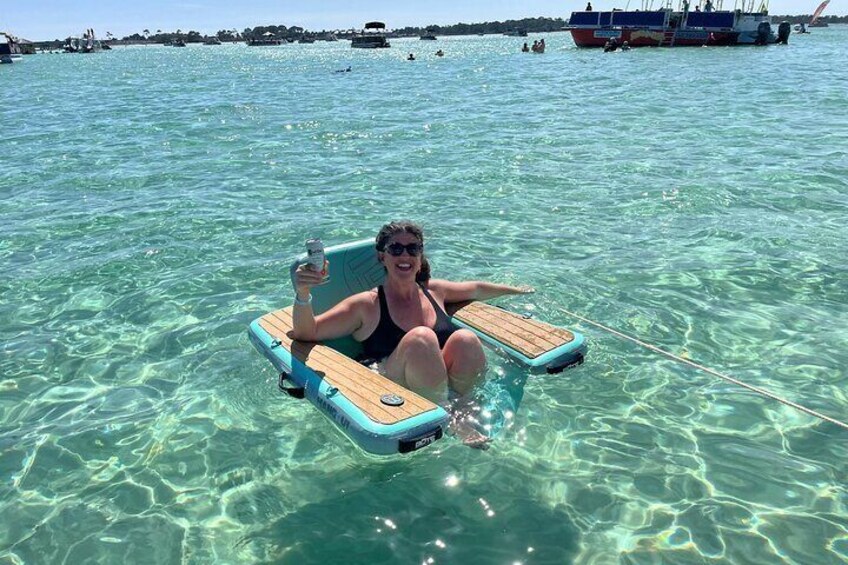 Enjoy the beautiful clear waters at Crab Island.