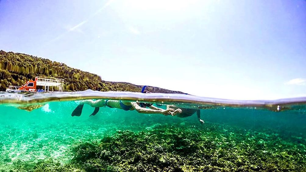 Show item 4 of 10. Snorkelers swimming at the surface of the water in Kota Kinabalu