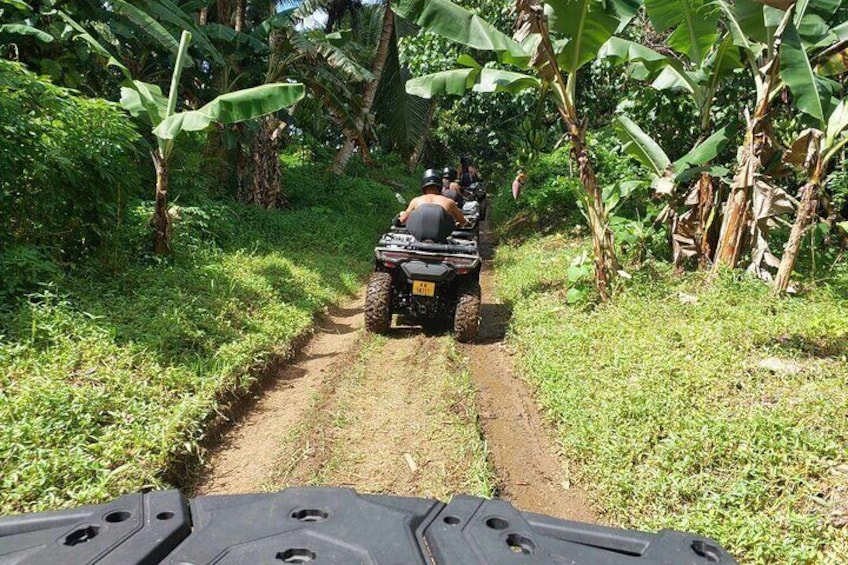 Guided tour of the island and its escapades in Tahaa in Quad