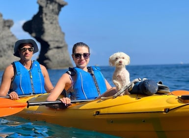 Santorini: Sea Caves Kayak Trip with Snorkeling and Picnic