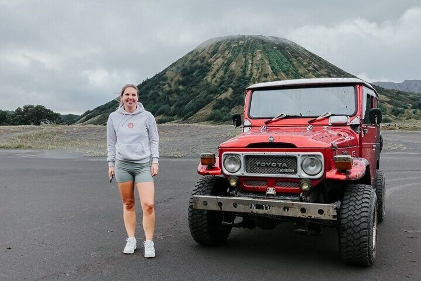 Our solo traveler enjoying the breathtaking view of Bromo.