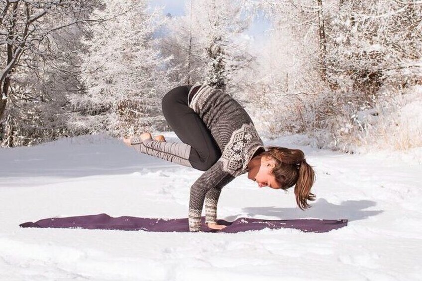 Relaxing mountain top yoga and meditation