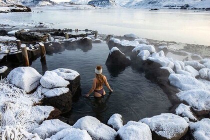 Tour privato dell'aurora boreale con Hvammsvík e cena