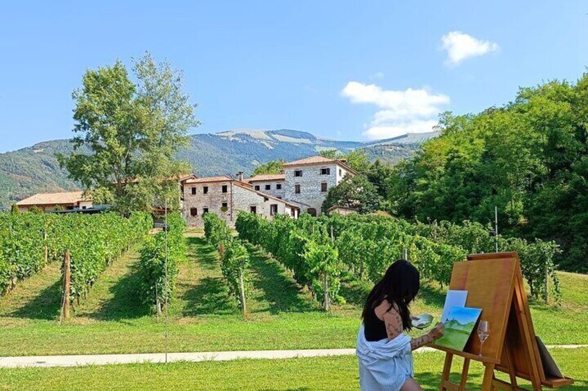 Painting session in the vineyard and Prosecco DOCG tasting