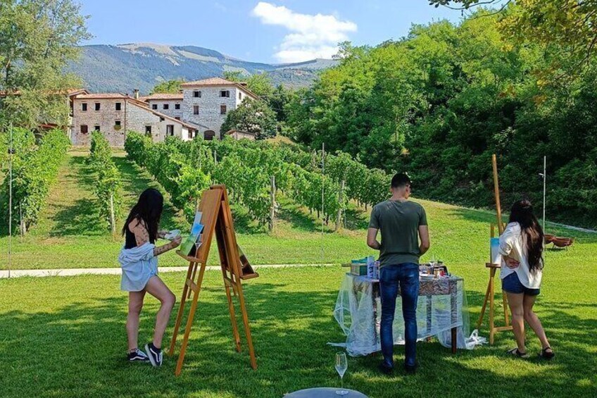 Painting session in the vineyard and Prosecco DOCG tasting