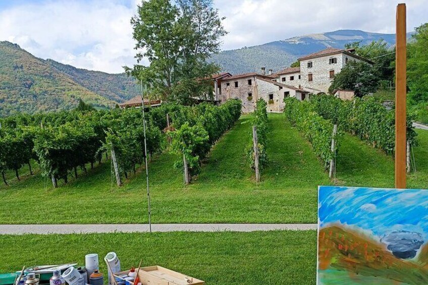 Painting session in the vineyard and Prosecco DOCG tasting