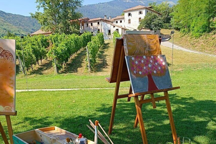 Painting session in the vineyard and Prosecco DOCG tasting