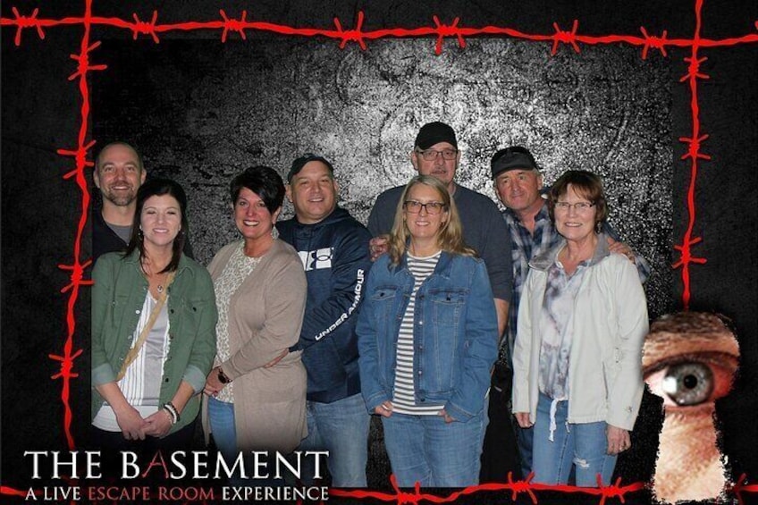 Souvenir group photo from THE BASEMENT: A Live Escape Room Experience in Las Vegas, NV