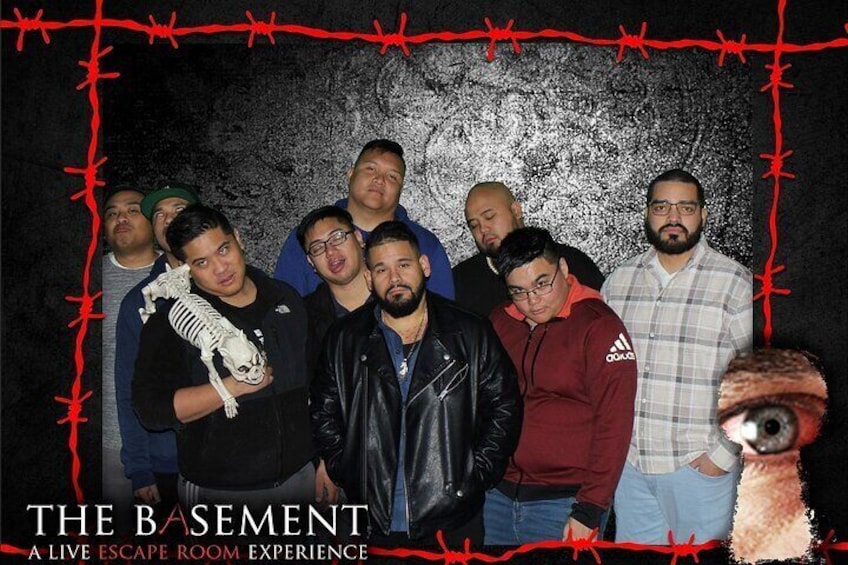 Souvenir group photo from THE BASEMENT: A Live Escape Room Experience in Las Vegas, NV