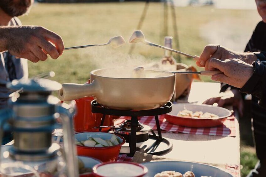 Sunset hike with outdoor Cheese Fondue dinner