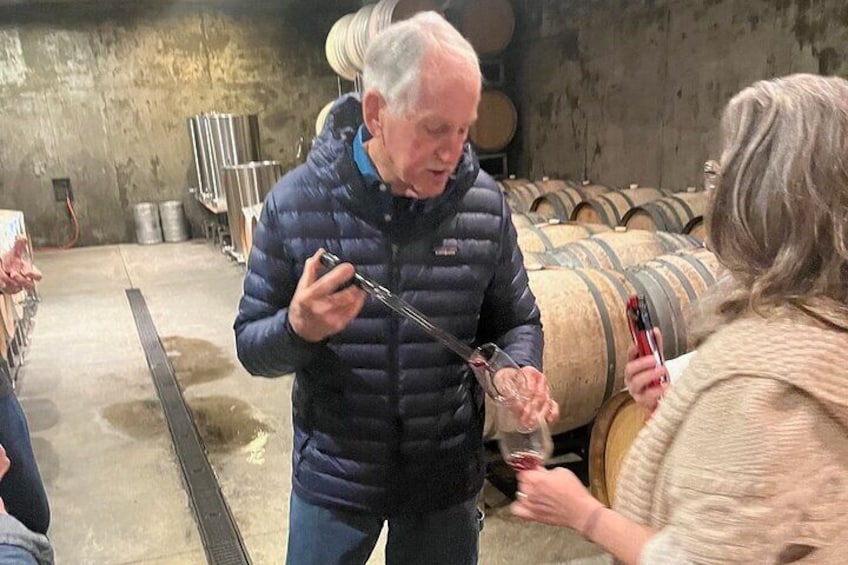 Tasting wine from the barrel