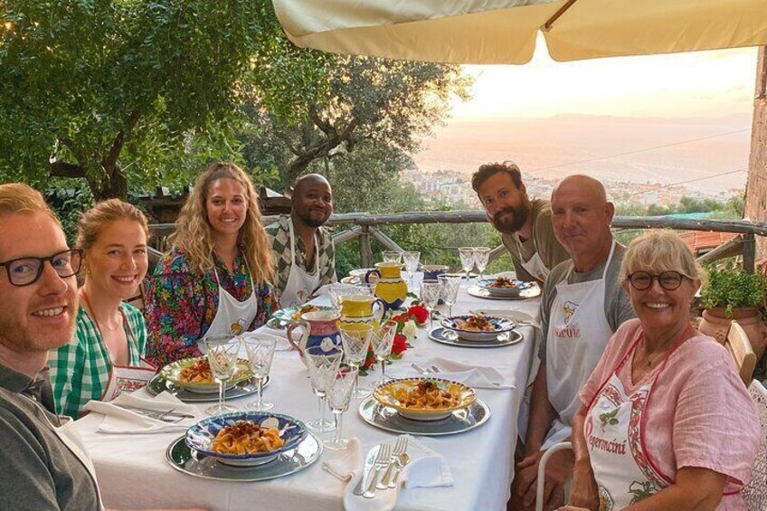 Authentic cooking class on a farm with a view of Sorrento.