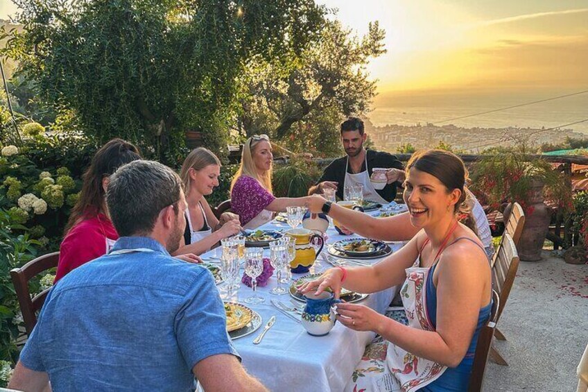 Authentic cooking class on a farm with a view of Sorrento.