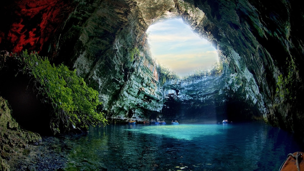 View from kayak of Melissani Lake on Ionian Islands