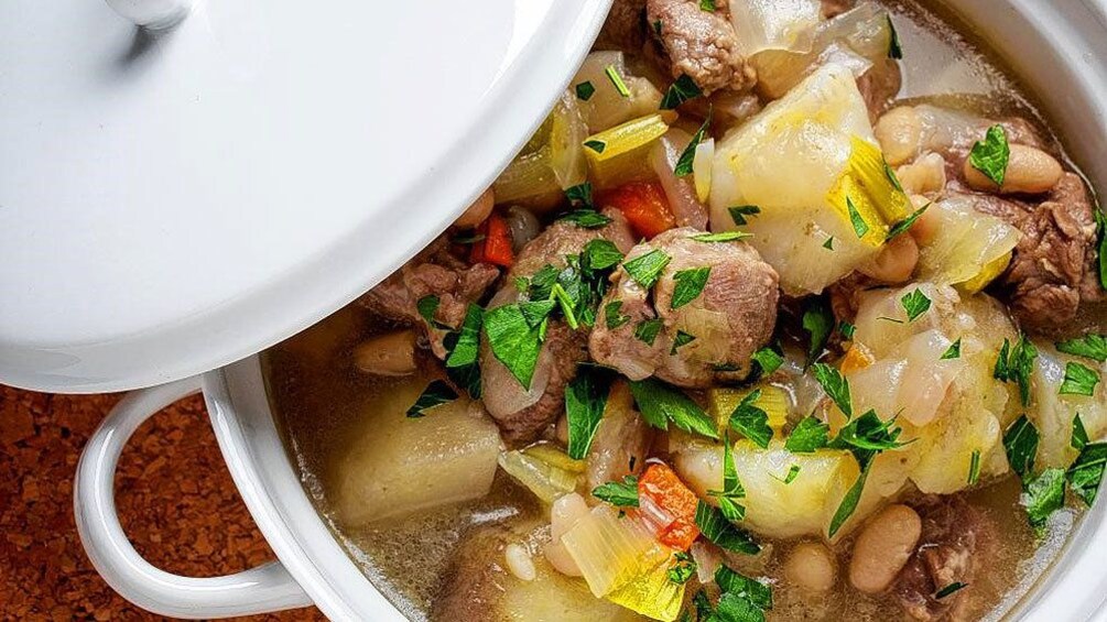 Show item 2 of 5. View of beef stew in during food tour in Galway