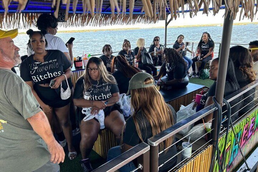 Bring your whole crew out and book the whole boat or book individually and meet some new friends. Limited availability on Viator, More availability on our website New Orleans Tiki Boats