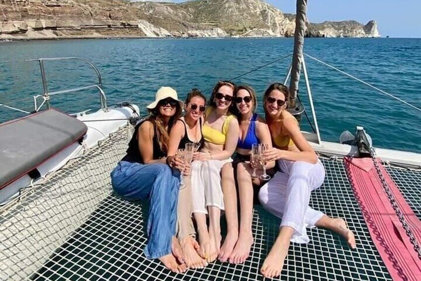 Santorini Private Catamaran Cruise with Meal and Drinks 